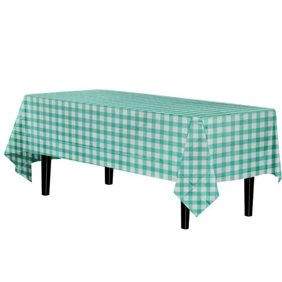 Green & White checkered disposable tablecloths - Picture 3 of 6